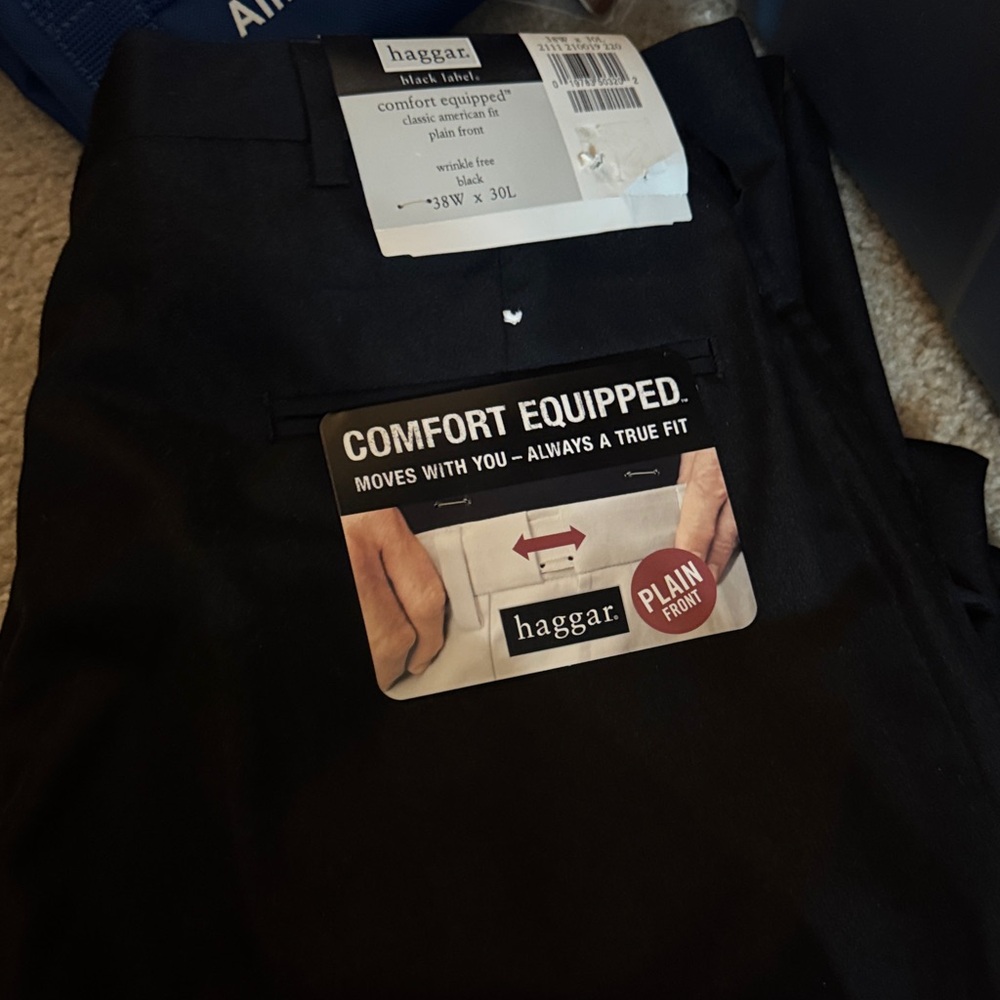 Haggar Black Plain Front Comfort Pants